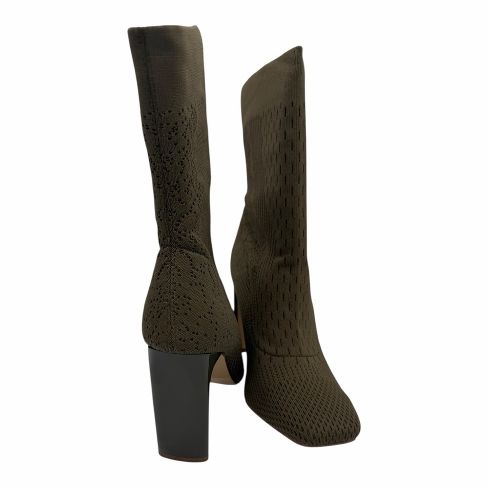 Charles David Olive Green Knit Booties - 8.5